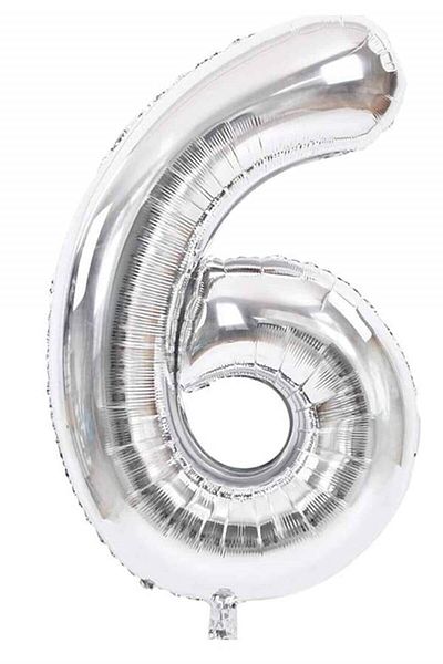 Mini Parti Mini Party Store Number Foil Balloon Silver 80 Cm 6