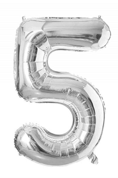 Mini Parti Mini Party Store Number Foil Balloon Silver 80 Cm 5