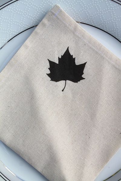 Emtory Home 6 Pieces Leaf Detailed Natural Cotton Linen Serving Napkin