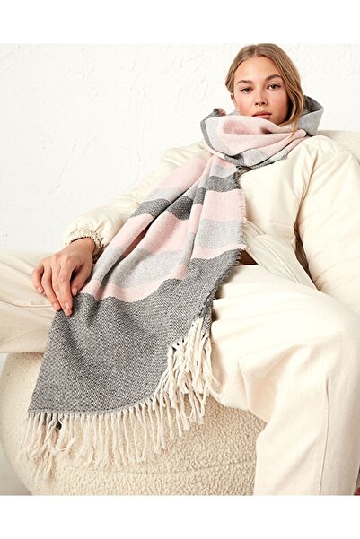 MARBERRY Herringbone Patterned Grey-pink Women's Shawl