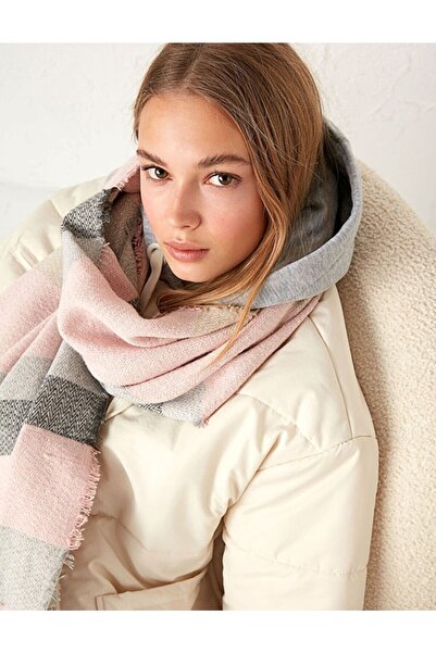 MARBERRY Herringbone Patterned Grey-pink Women's Shawl