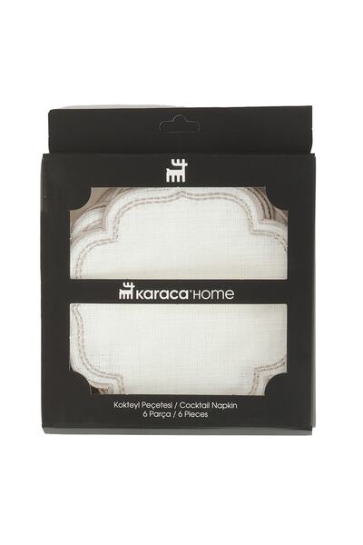 Karaca Home Set of 6 Silver Flam Cocktail Napkins