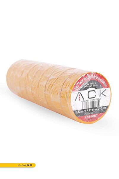 ACK Pvc Elektrik Izolasyon Bandı Sarı 8m 10'lu Ekonomik Paket