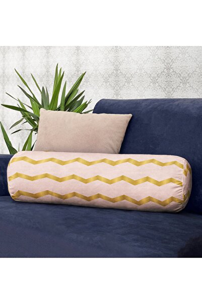 Realhomes Zlatni zigzag uzorak modernog enterijera, cilindrični jastuk od zam...
