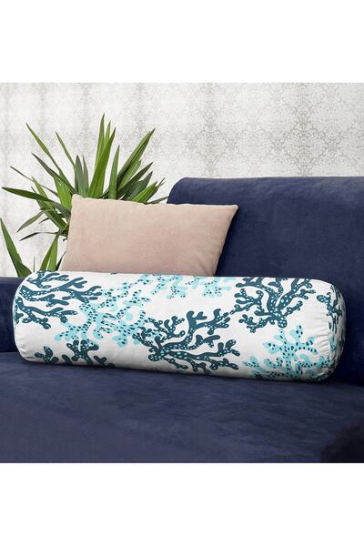 Realhomes Pernă cilindru colorată din piele de căprioară cu model de iarbă de...