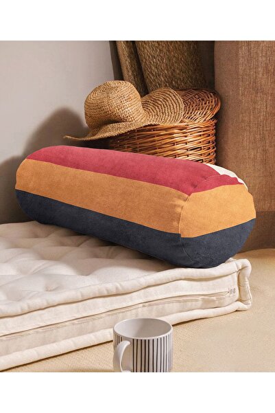 Realhomes Renkli Düz Çizgili Dijital Baskılı Dekoratif Iç Dolgulu Fermuarlı Ç...