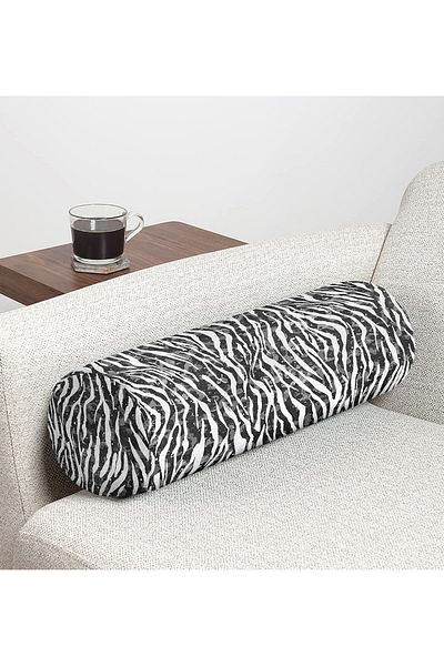 Realhomes Zebra Patterned Special Design Decorative Inner Filled Zippered Multi-Purpose Cylinder Pillow Throw Pillow