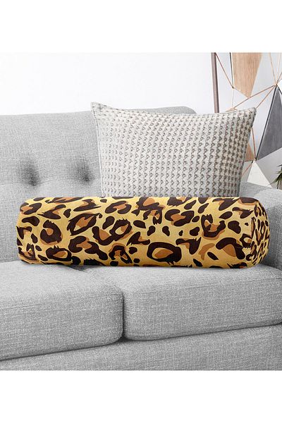Realhomes Special Design Zebra Motif Modern Inner Filled - Zippered Suede Cylinder Circle Pillow Throw Pillow