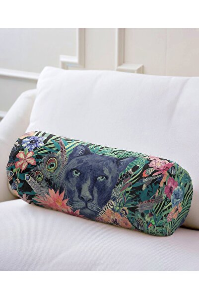 Realhomes Lacivert Zeminli Leopar Özel Tasarım Dekoratif Iç Dolgulu - Fermuar...