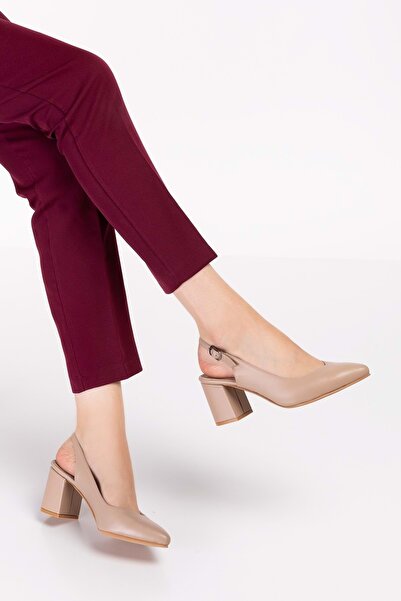 Gondol Kadın Hakiki Deri Klasik Topuklu Ayakkabı Şhn.0028 - Vizon - 41