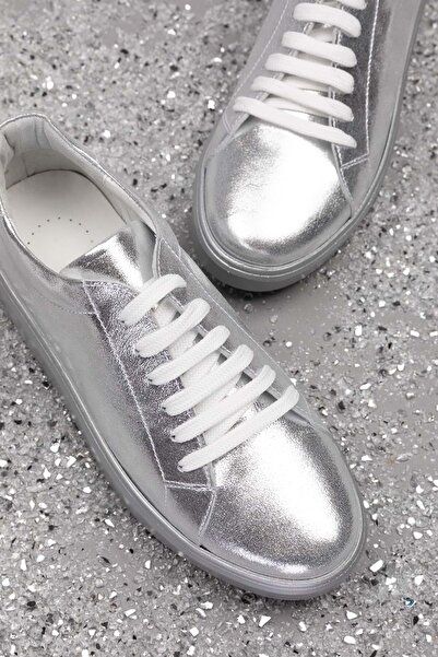 Gondol Hakiki Deri Anatomik Taban Spor Ayakkabı Ell.6839 - Platin - 40