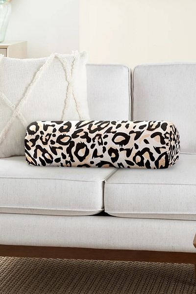 Realhomes Soft Colors Zebra Motif Specially Designed Inner Padded - Zippered Suede Cylinder Circle Pillow Throw Pillow