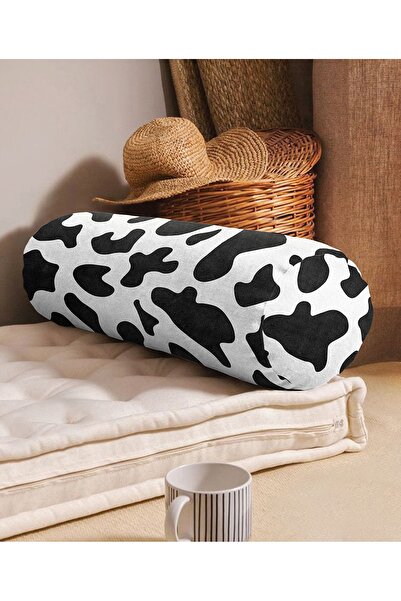 Realhomes Siyah Beyaz Inek Deri Desenli Dijital Baskılı Iç Dolgulu Fermuarlı ...