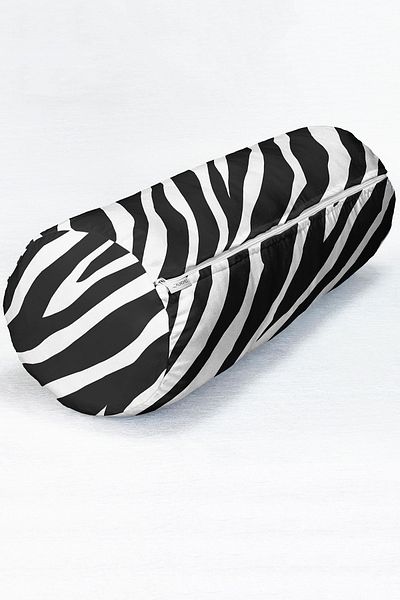 Realhomes Zebra Patterned Modern Inner Padded - Zippered Suede Armchair Cylinder Cushion Cushion on White Background