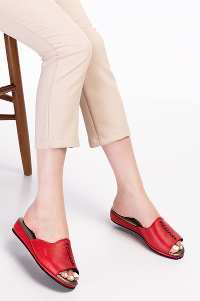 Gondol Papuci de casă eleganti, confortabili, din piele naturală Kayaş.132 - Roșu - 35