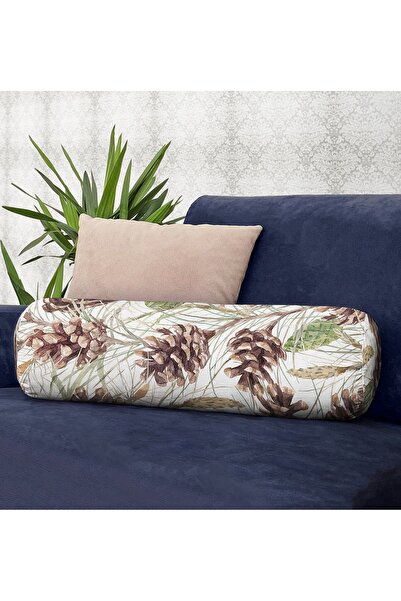 Realhomes Jastuk mekog cilindričnog oblika sa digitalnim štampanim uzorkom ši...