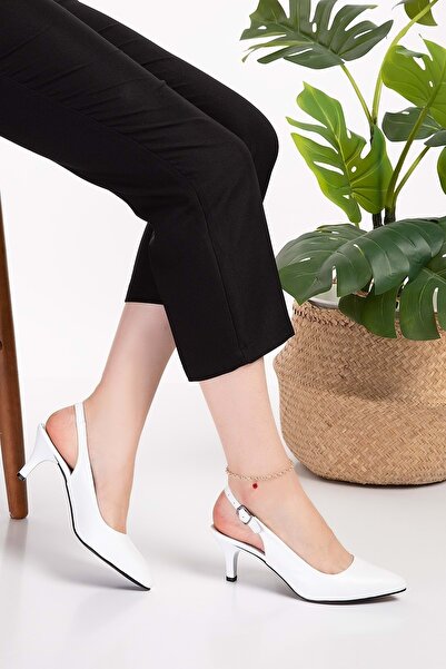 Gondol Kadın Hakiki Deri Orta Boy Topuk Stiletto Vdt.230 - Beyaz - 35