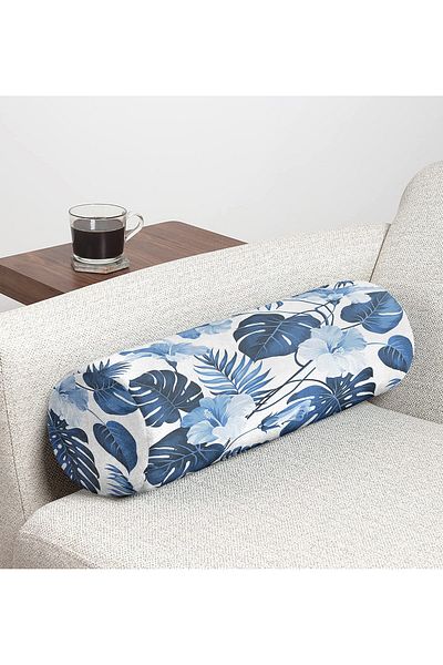 Realhomes Frunze de Amazon albastru special concepute decorative interior căptușit cu fermoar fotoliu pernă cilindru pernă de aruncare