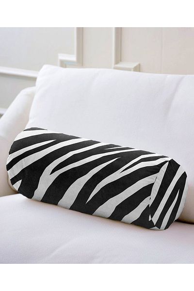 Realhomes Zebra Skin Patterned Digital Printed Modern Inner Filled Zippered Multi-Purpose Cylinder Pillow Throw Pillow