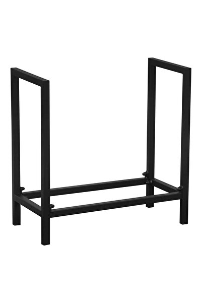 Ajuny Odunluk Şömine Yanı Odun Rafı Siyah Metal Odun Deposu 60 X 60 X 30cm Da...