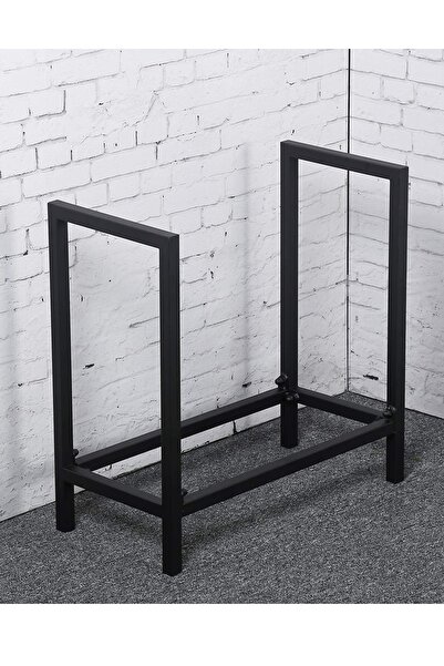 Ajuny Odunluk Şömine Yanı Odun Rafı Siyah Metal Odun Deposu 60 X 60 X 30cm Dayanıklı Tasarım Esneme Yapmaz