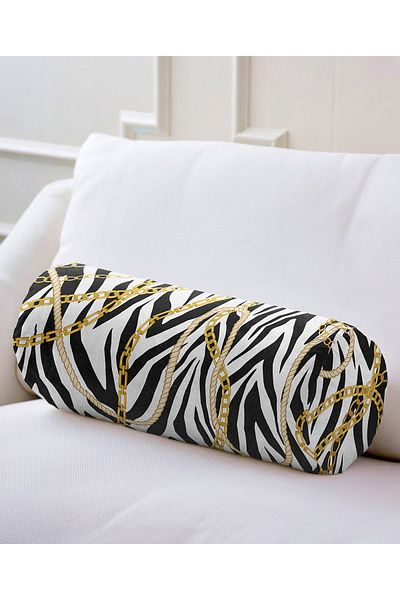 Realhomes Zebra Chain Pattern on the Floor Special Design Modern Padded - Zippered Armchair Cylinder Pillow Throw Pillow