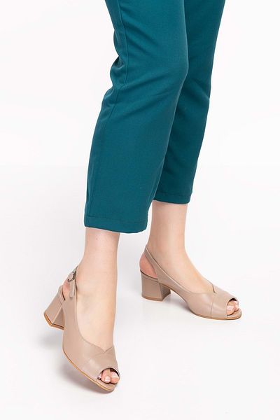 Gondol Women's Genuine Leather Classic Heeled Shoes Şhn.836 - Mink - 38