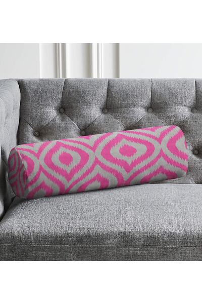 Realhomes Özel Tasarım Gri Zeminde Fuşya Ikat Desenli Iç Dolgulu - Fermuarlı ...