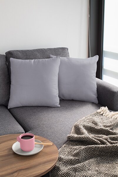 Viva Home 2'li 43x43cm Gri Kırlent Kılıfı Tay Tüyü Döşemelik Premium Kumaş De...