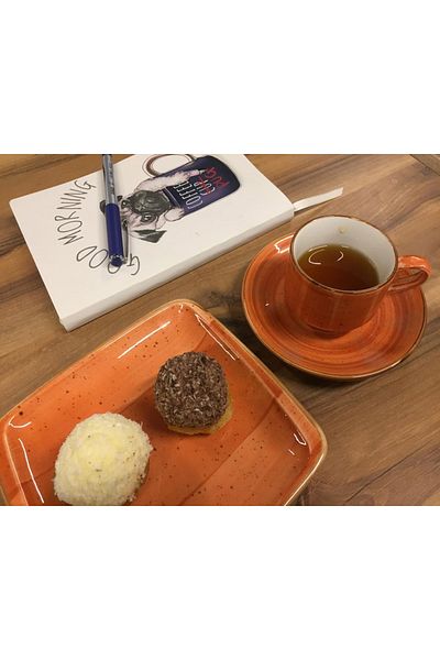 İkram Dünyası Terracota Snack, Turkish Coffee, Espresso, Teacup and Snack Plate Set of 2