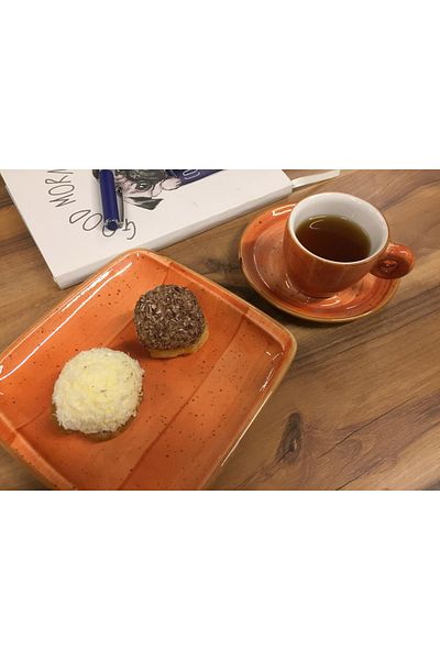 İkram Dünyası Terracota Snack, Turkish Coffee, Espresso, Teacup and Snack Plate Set of 2