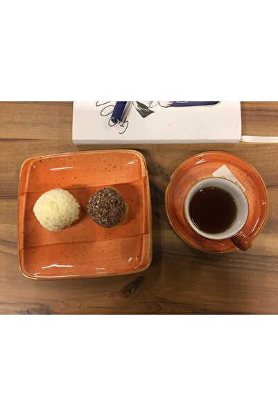 İkram Dünyası Terracota Snack, Turkish Coffee, Espresso, Teacup and Snack Plate Set of 2