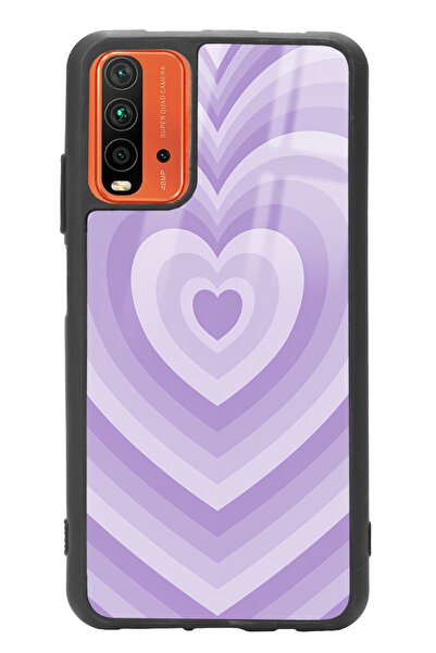 Spoyi Xiaomi Redmi 9t Lila Kalp Tasarımlı Glossy Telefon Kılıfı