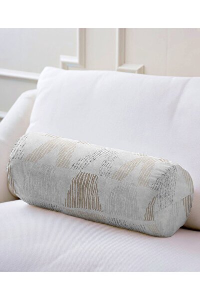 Realhomes وسادة رمي بتصميم مثلث هندسي مع حشوة داخلية مزخرفة - وسادة أسطوانية من جلد الغزال بسحاب