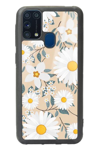 Spoyi Samsung M-31 Büyük Papatya Tasarımlı Glossy Telefon Kılıfı