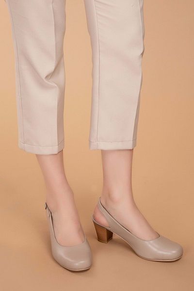 Gondol Women's Genuine Leather Classic Heeled Shoes Şhn.119 Mink 37