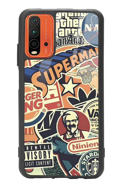 Spoyi حافظة هاتف لامعة بتصميم العلامة التجارية Xiaomi Redmi 9t Retro