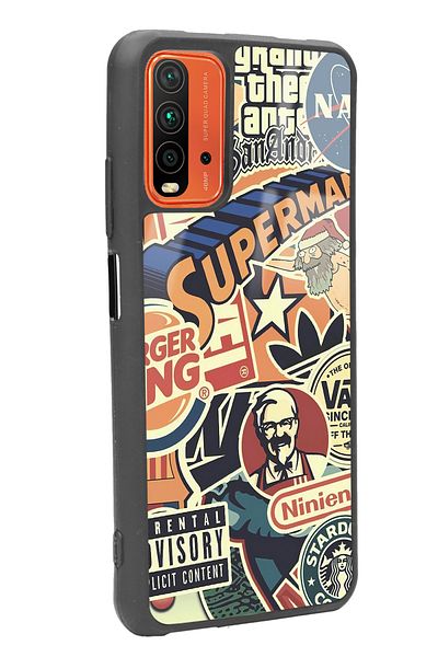 Spoyi حافظة هاتف لامعة بتصميم العلامة التجارية Xiaomi Redmi 9t Retro