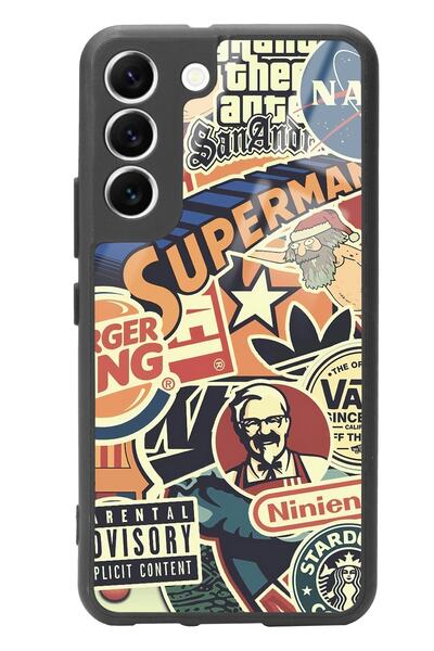 Spoyi Samsung S22 Retro Marka Tasarımlı Glossy Telefon Kılıfı