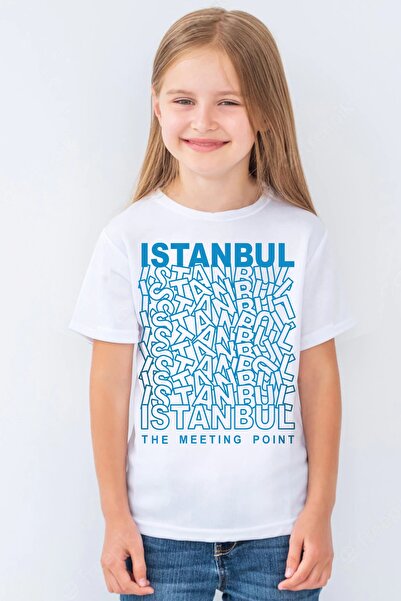 ROCKANDROLL تي شيرت بناتي أبيض بأكمام قصيرة من اسطنبول مختلط