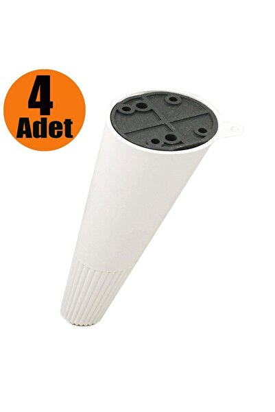 NZB Açılı Konik Ayak Mobilya Baza Koltuk Ayağı Beyaz 12 Cm (4 Adet)
