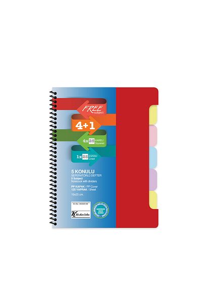 KESKİN COLOR Subiect gratuit 18,5*25cm 4+1 X25=125 Caiet cu semne de carte 4 pătrate 1 linie