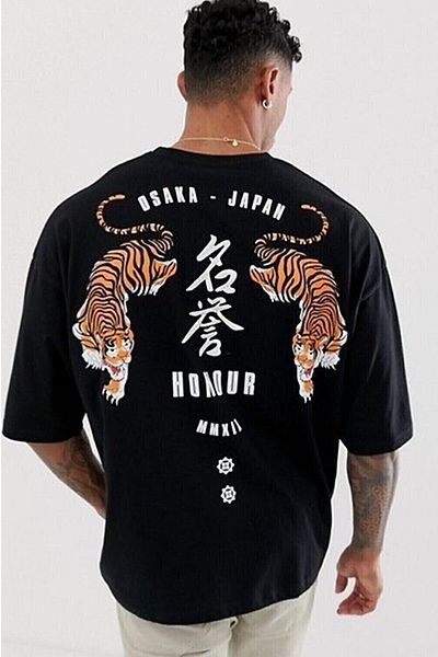 MODAGEN Μπλουζάκι Unisex Osaka Tiger Printed Μαύρο Oversize