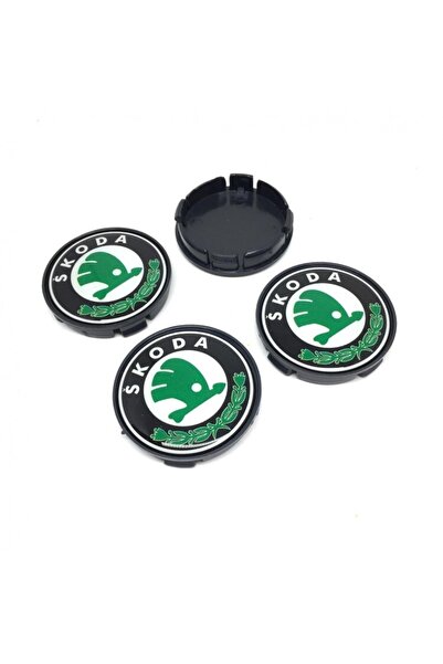 ALTAŞ Skoda Yeşil Damla Geçme Jant Göbeği Yeşil Siyah 4 Lü 60mm-55mm