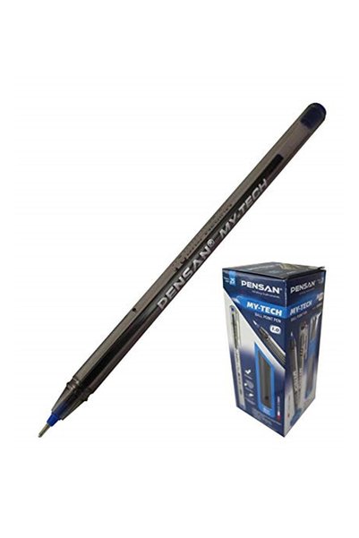 Pensan 1.0 mm My-Tech Ballpoint Pen 25Pcs Blue - Pe02250Tkma25