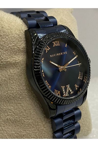 Navimarine Navy Blue & Black Roman Numeral Women's Wristwatch