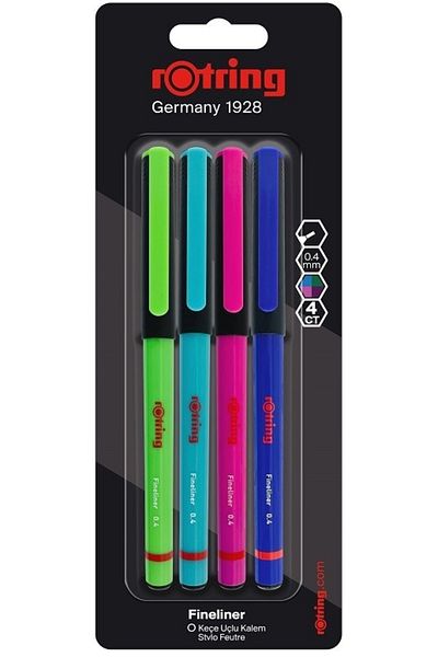 Rotring Fineliner Fine Felt Tip Pen 4 Pieces