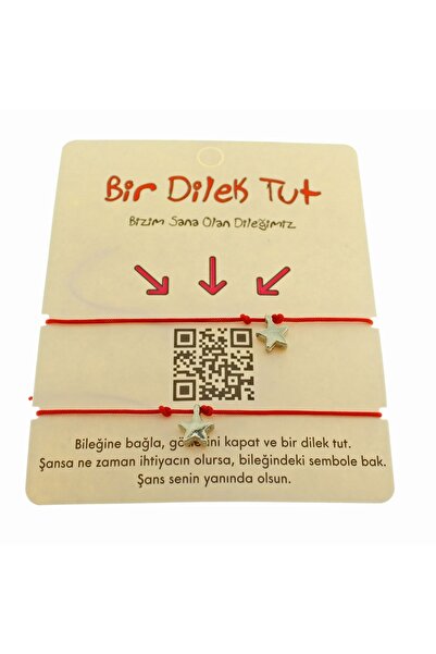 X-Lady Accessories Gümüş Renk Kırmızı Ip Yıldız Arkadaş Bilekliği - 1863