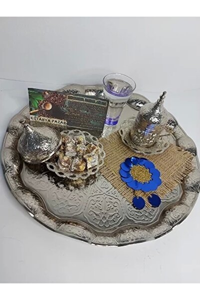 Kütahya Pazar ساكس اللون الأزرق الترتر منديل العرض