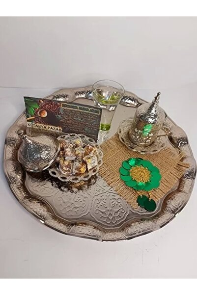 Kütahya Pazar منديل عرض مزين بالترتر باللون الأخضر والأصفر